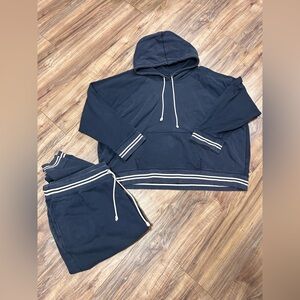J. Crew Track Hoodie & Cropped Sweatpants Set 3X Cotton Loungeware *See Descrptn